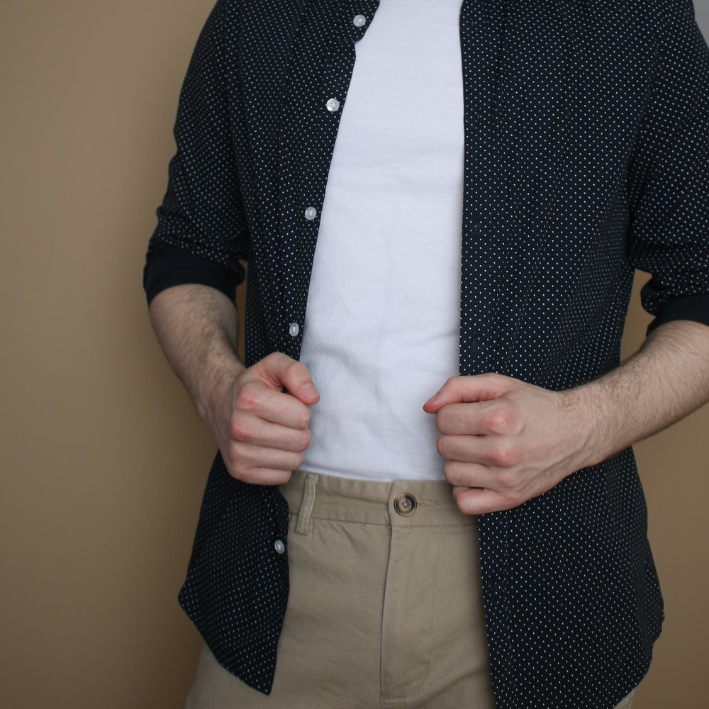 Dotted Dark Blue Button Down